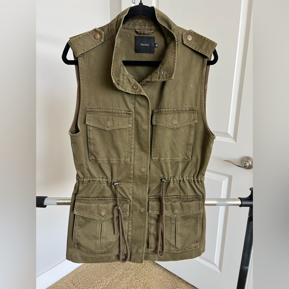 Talula Green Utility Vest with Drawstring Waist